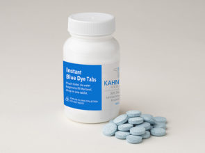 Blue dye tablets for urine drug screen collections